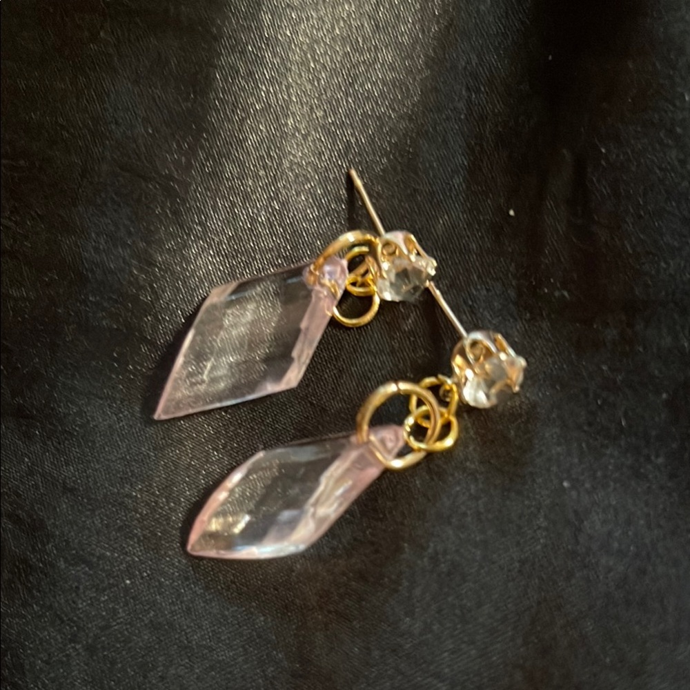 Elegant acrylic Pink and Gold Earrings